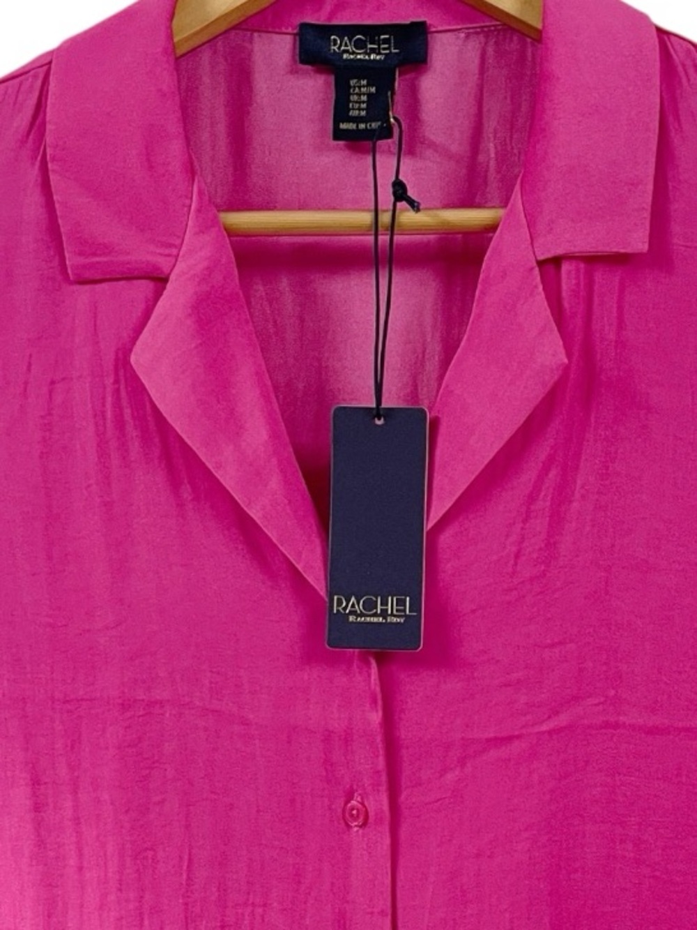 Rachel Roy Button-Down Fuchsia Short Sleeve Top - Picture 5 of 6